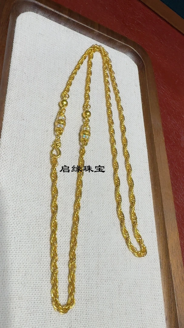 足金麻花精致项链51cm