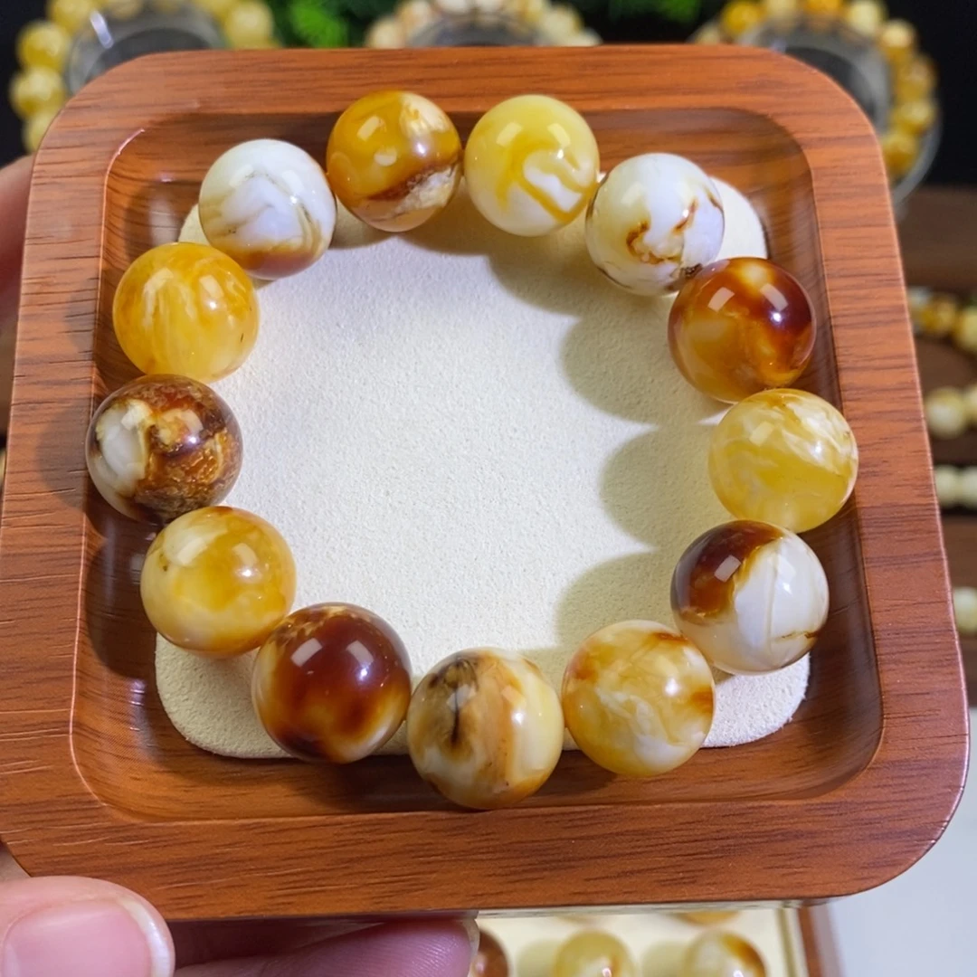 琥珀未镶嵌裸石沁心蜜蜡16m