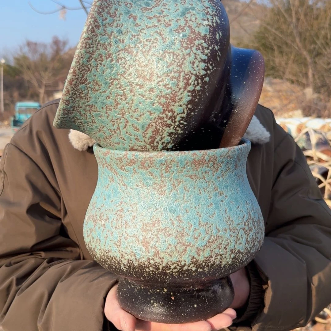 紫砂摆件口18高19两个第二代牛油果