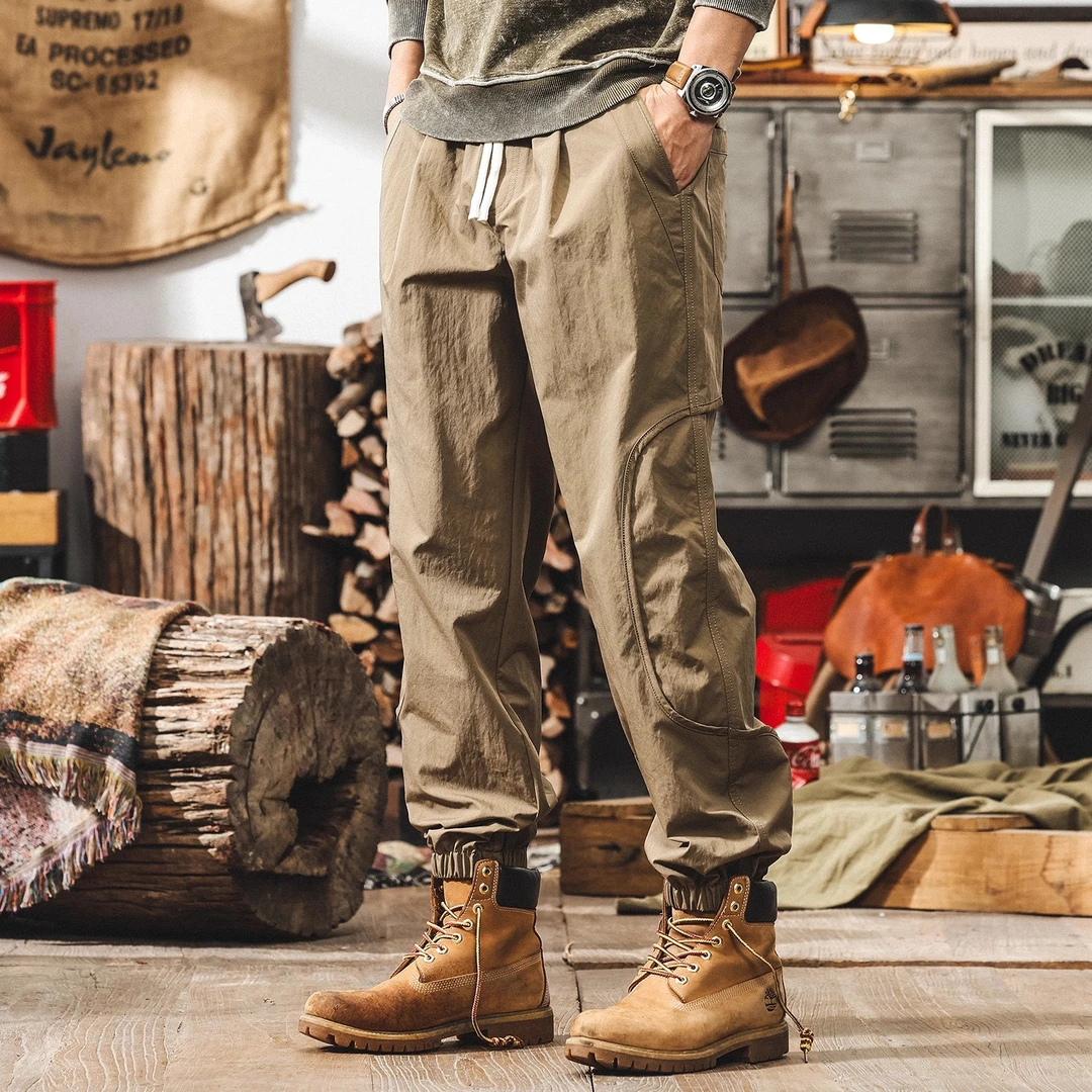 美式复古秋冬简约百搭裤子男透气速干宽松男士休闲裤潮牌束脚男裤