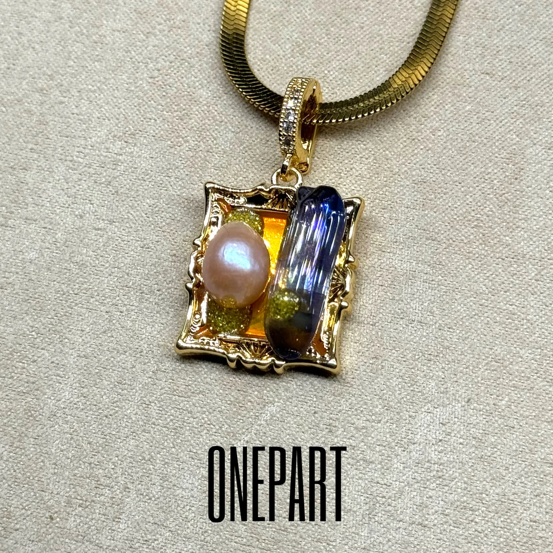 钛钢项链 ONEPART25潮汐落日画卷重工男女通用吊坠项链复古轻奢