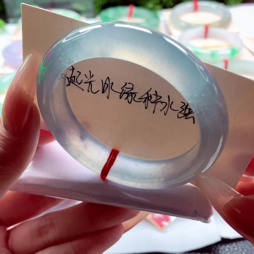 翡翠未镶嵌手镯52.7高冰玻幻彩色王炸款 敏