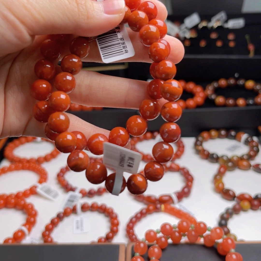 未镶嵌柿子火焰手串9m南红玛瑙