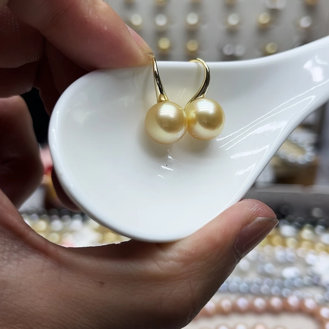 银S925镶嵌海水珍珠耳饰