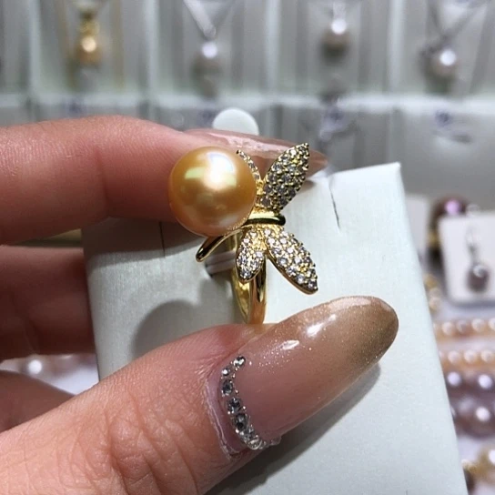 耳饰银S925镶嵌淡水珍珠