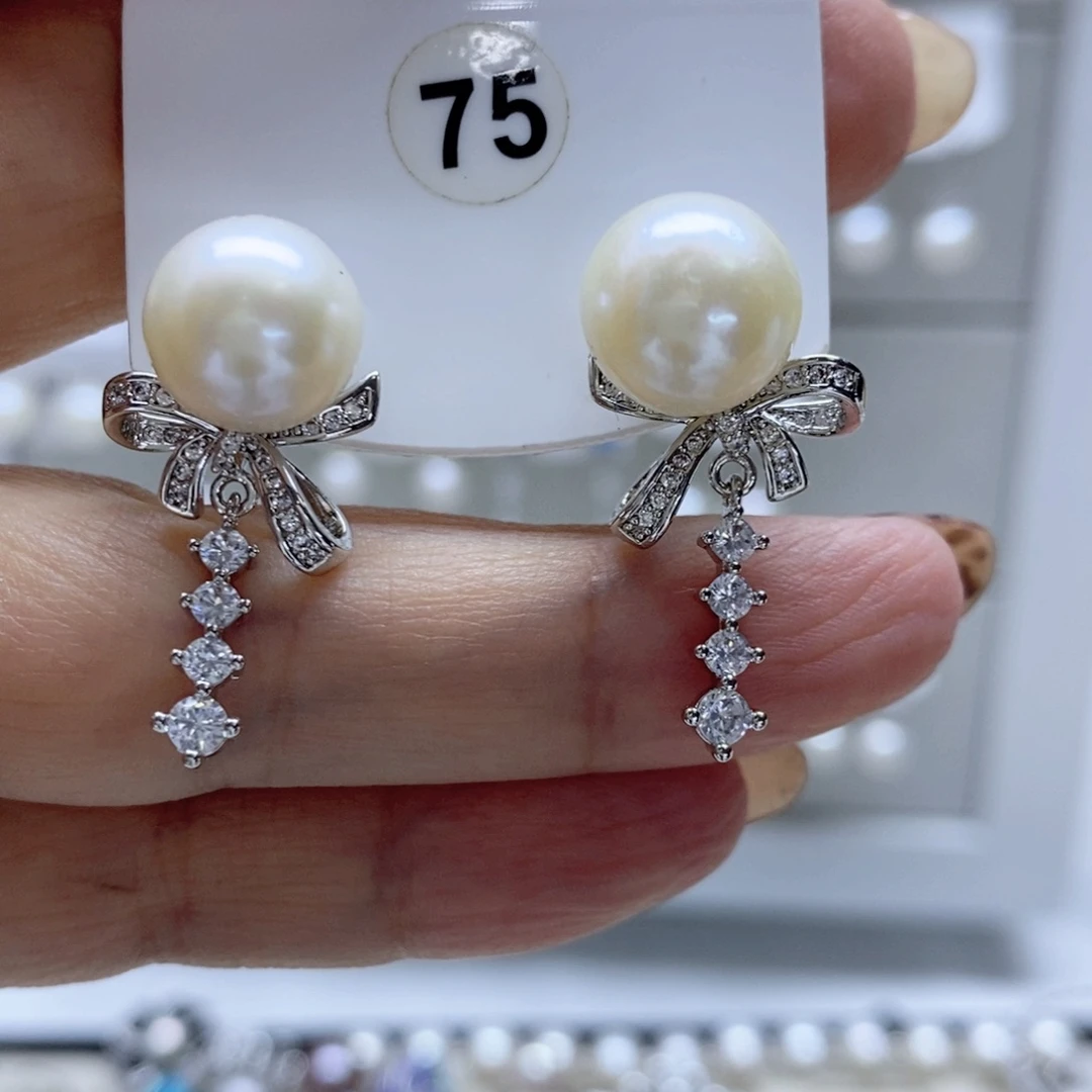 淡水珍珠耳饰银S925镶嵌