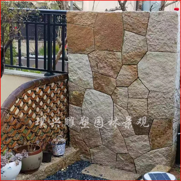 天然柏坡黄景观石用于日式枯山水庭院垒墙不规则造景奇石院子
