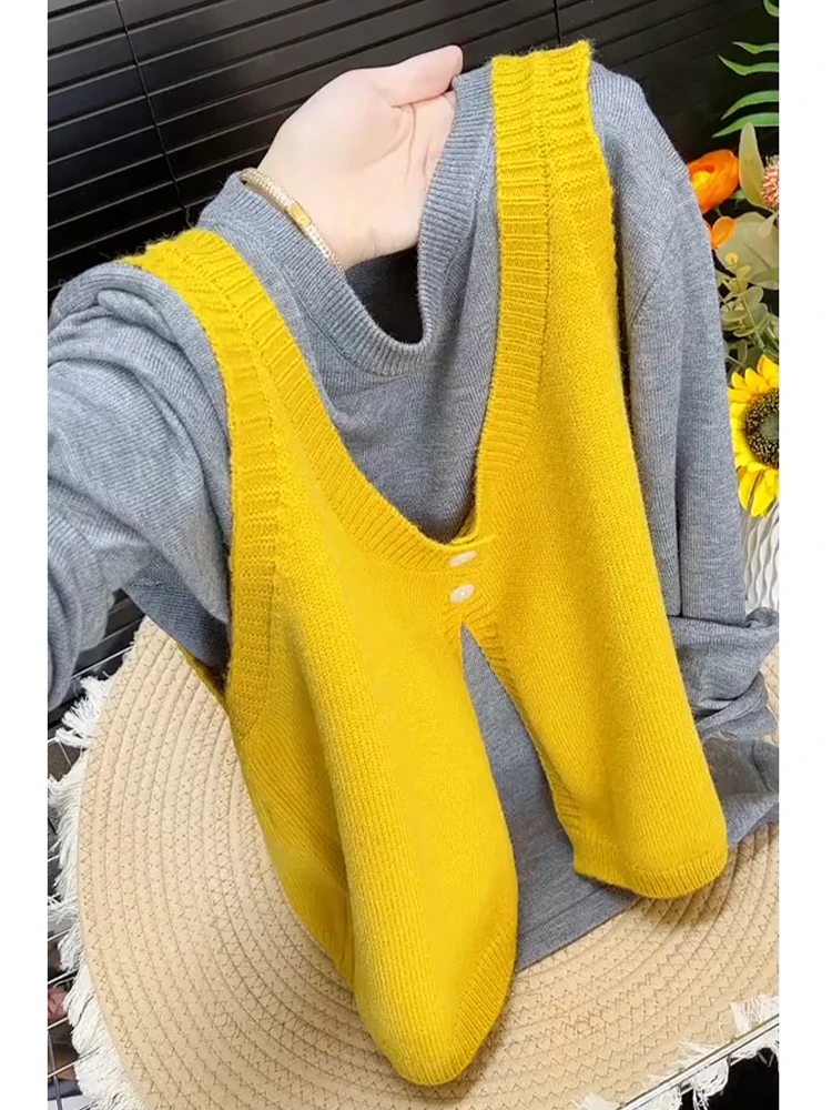 韩系吊带针织背心套装女2025早秋新款设计感小众百搭上衣两件套潮