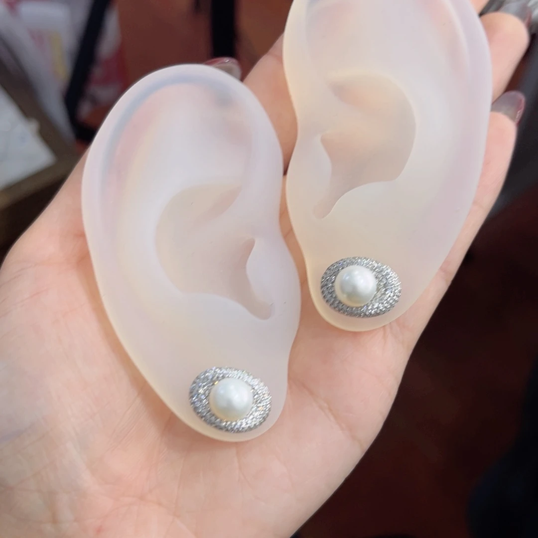 淡水珍珠耳饰银S925镶嵌