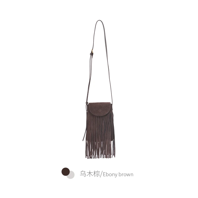 磨砂磁扣西部牛仔风包盖斜挎包秋冬流苏斜跨小众