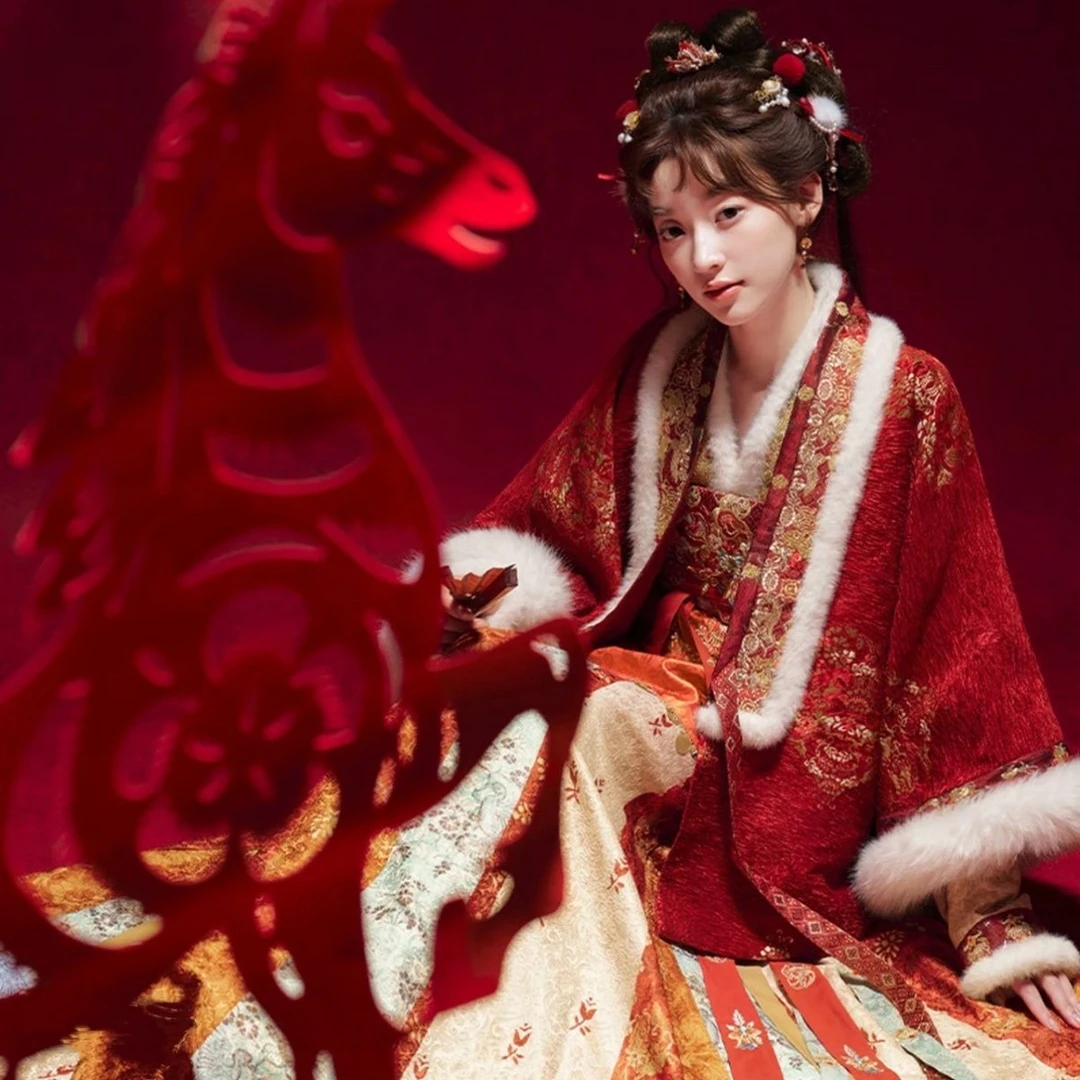 十三余小豆蔻儿[金马阳焰]马年拜年服吊带裙套装过年改良汉服冬季