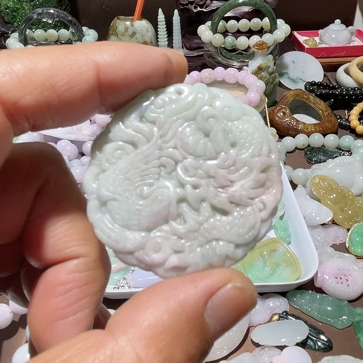 翡翠未镶嵌吊坠(不含链)龙凤牌