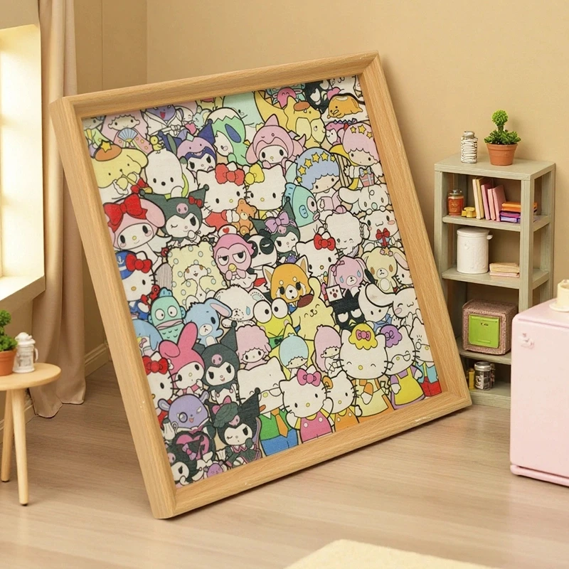 库洛米kitty喵木质异形手绘DIY拼图可涂色解压拼图生日礼物氛围