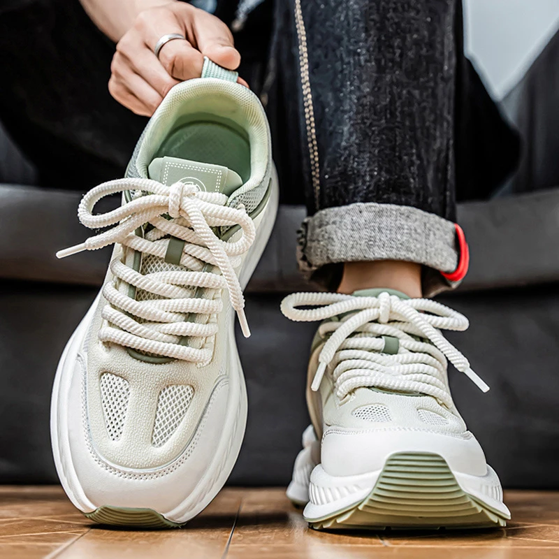 小白鞋男鞋夏季透气百搭休闲跑步运动鞋青少年防滑网面阿甘老爹鞋