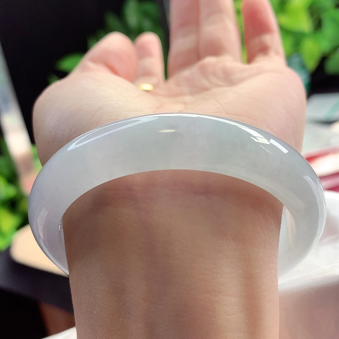 未镶嵌手镯翡翠57-58圈口晴白冰万内捡漏冰冰透11号