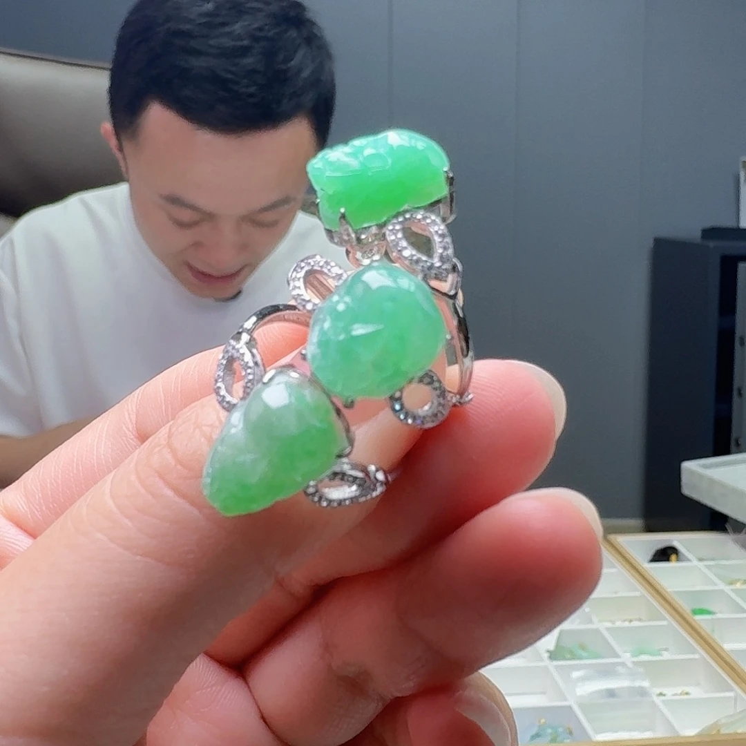 翡翠戒指银S925镶嵌多样性发货其一