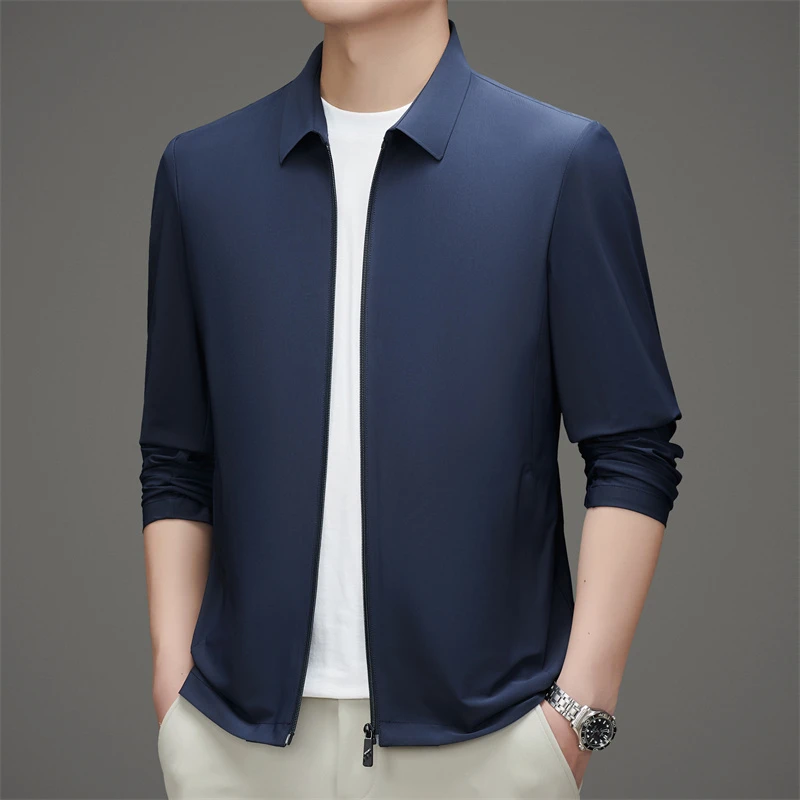 俊者夏季男士行政翻领防晒服夹克男装透气轻薄款高端夹克外套男