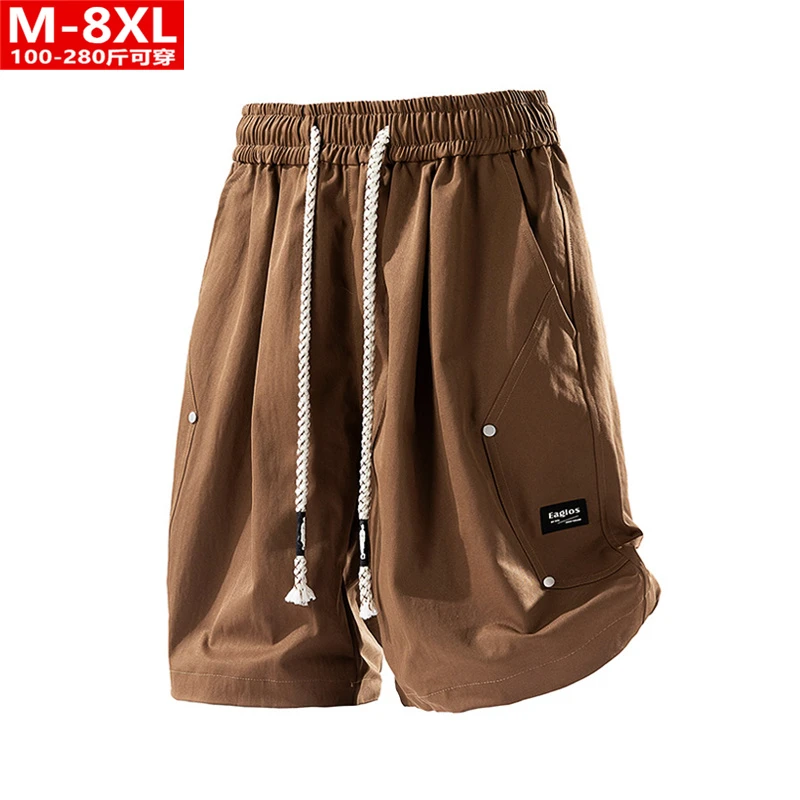 夏季潮流港风男士工装五分中裤胖大码加肥宽松裤衩男百搭休闲短裤