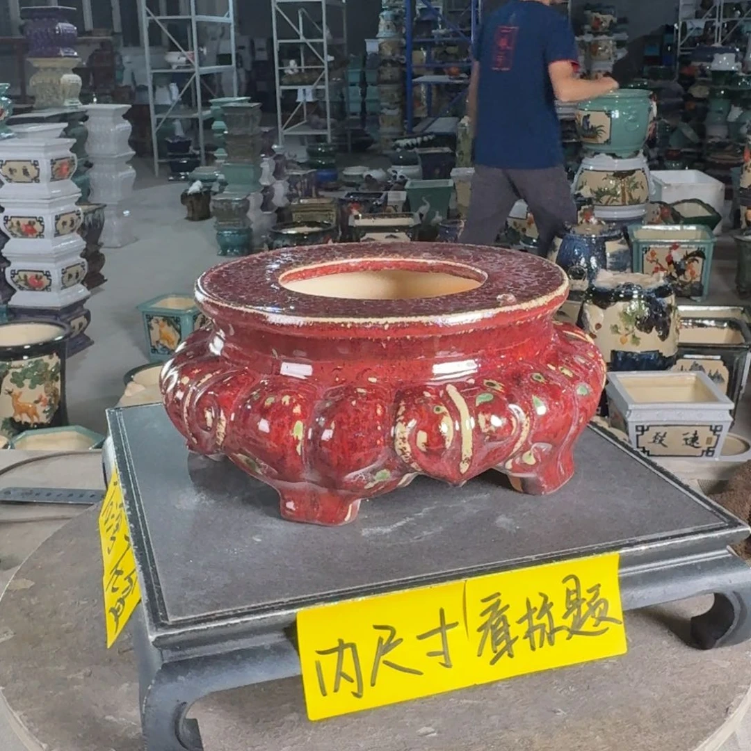 一风堂石湾花盆 面宽21 瑕疵泥子