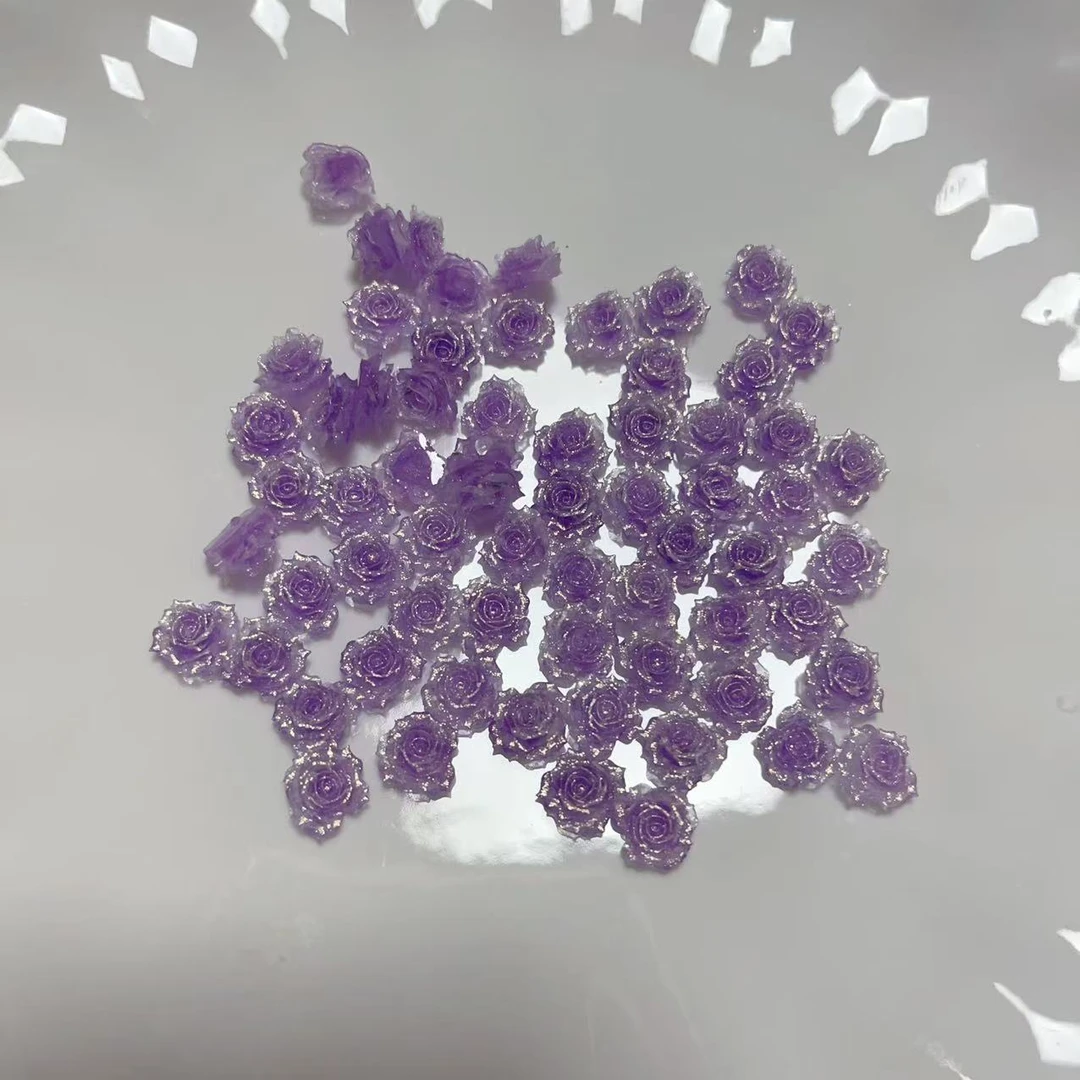 10mm无孔细闪玫瑰花美甲饰品网红穿戴配饰夜光光变