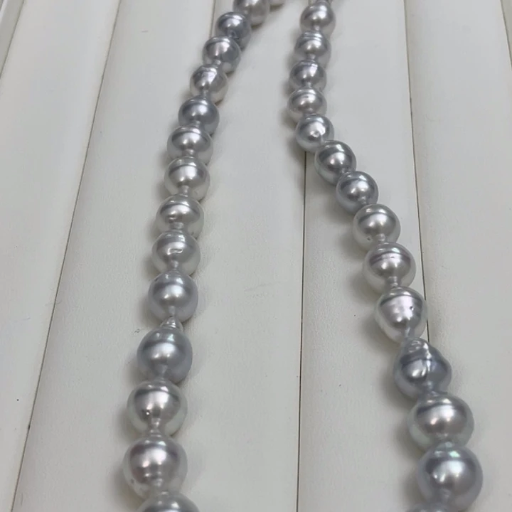 海水珍珠颈饰银S925镶嵌澳白银蓝光项链9-13mm