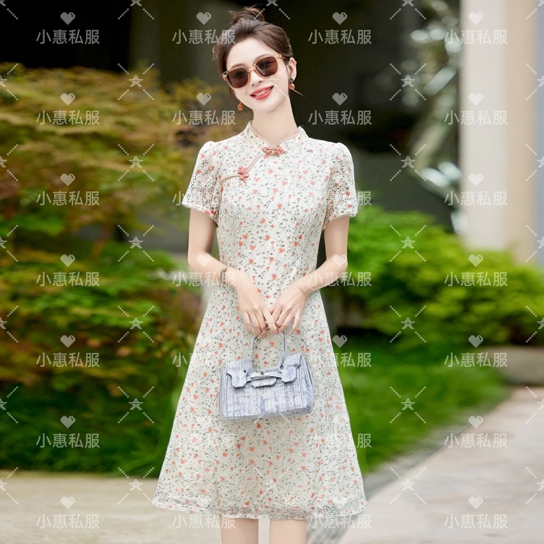 2025夏季新款小碎花复古改良版旗袍连衣裙气质减龄显高显瘦小众裙