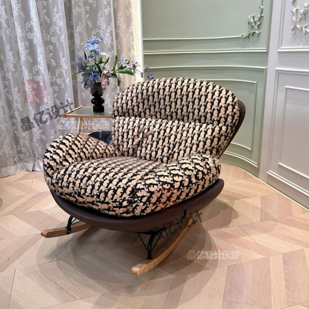 【千与专属】蝴蝶椅D字满印轻奢风摇椅舒适单人沙发椅客厅创意摇椅