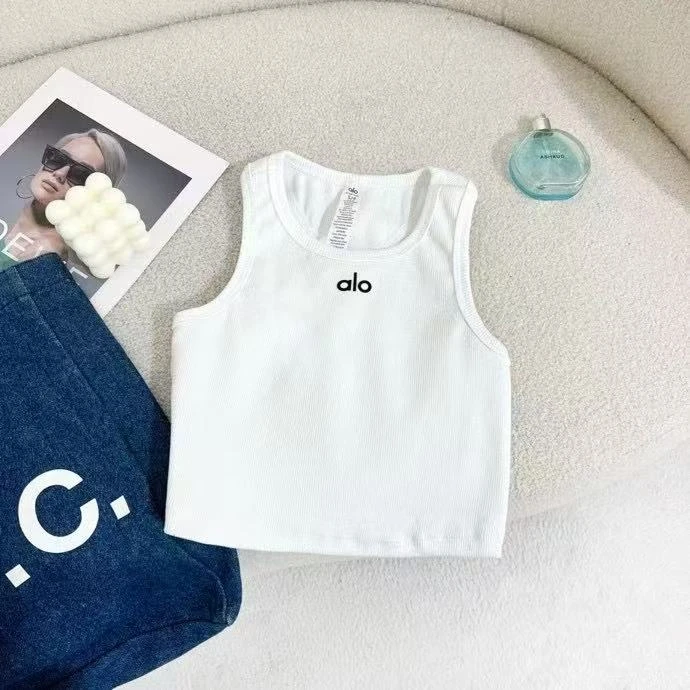 alo女士新款圆领瑜伽运动休闲打底美背黑色紧身无袖网球服女款