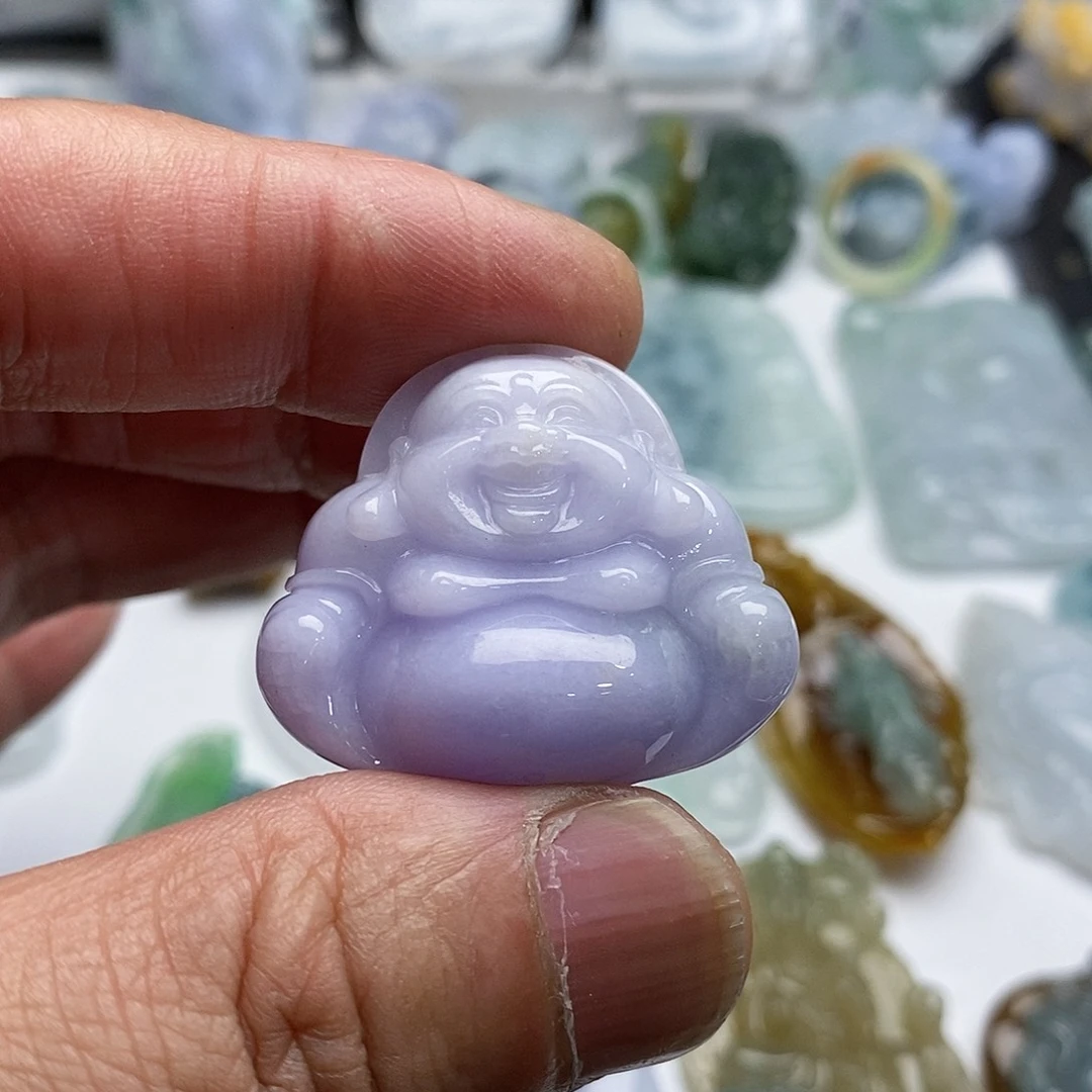 翡翠未镶嵌颈饰紫佛公