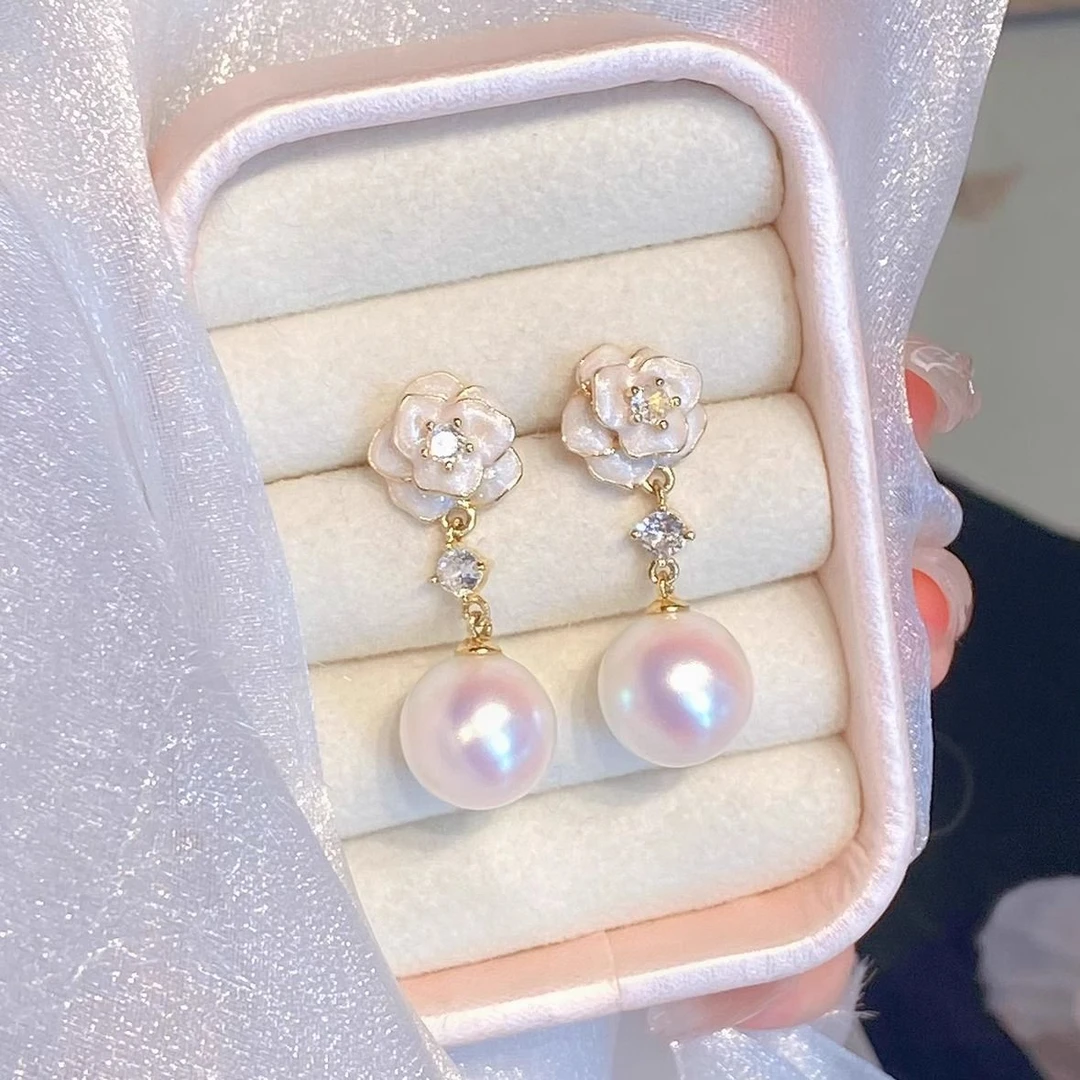 「奶霜山茶」温柔花朵流苏耳钉无耳洞蚊香盘耳夹法式耳环女日常百搭