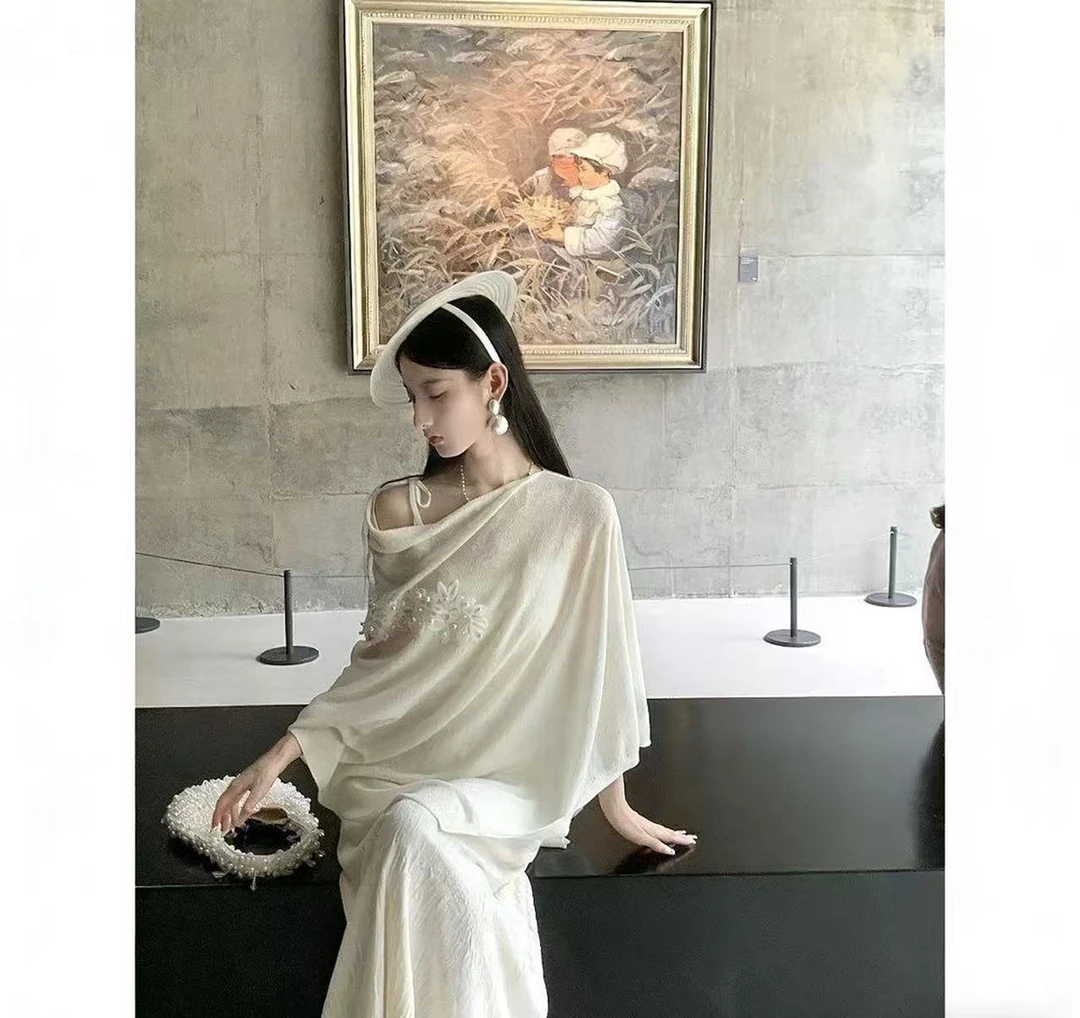 时尚轻熟风法式慵懒风千金风开衫镂空宽松时尚套装