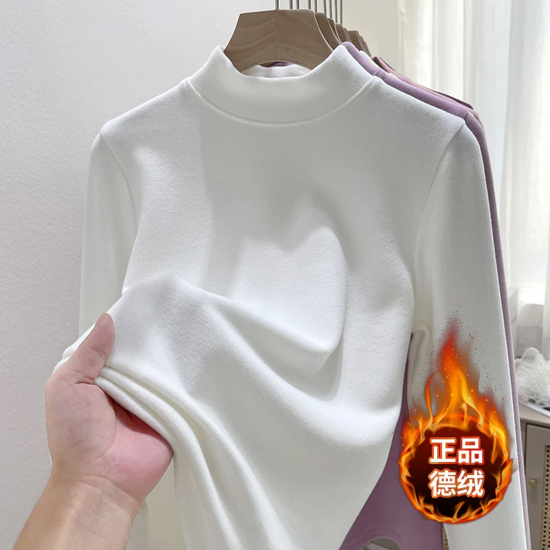 【现货+运费险】小立领打底衫女秋冬叠穿内搭修身半高领长袖t恤上衣