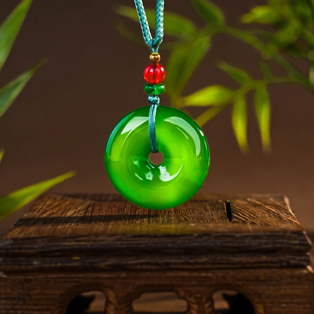 Y-519 天然绿玛瑙平安扣 配绳