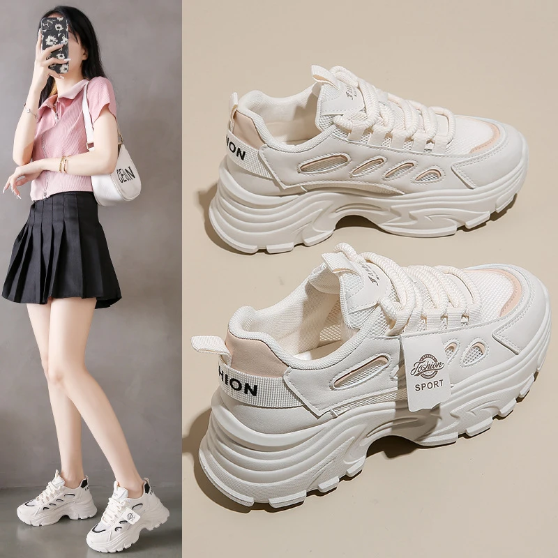 ins韩版新老爹鞋女2025夏季学生运动跑步鞋休闲鞋厚底增高鞋透气