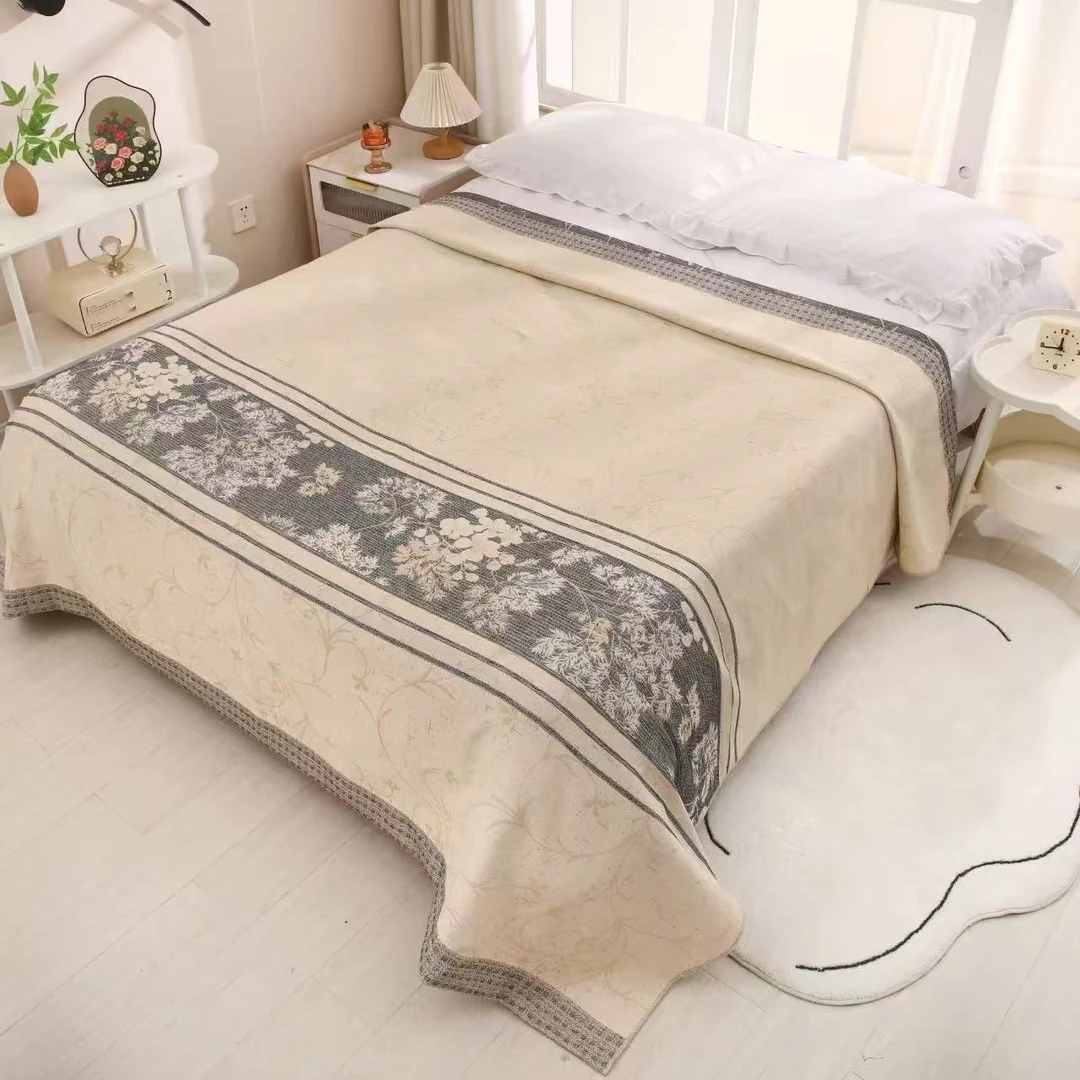 梦里花开-罗布麻床盖软凉席2×2.3米多功能罗布棉麻床盖双面加厚