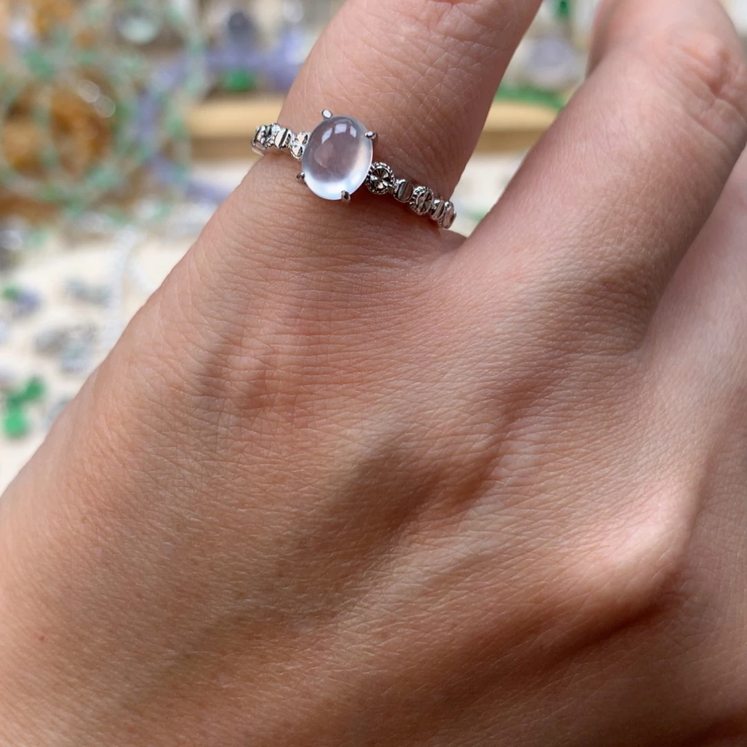 银S925镶嵌戒指翡翠天然缅甸翡翠a货