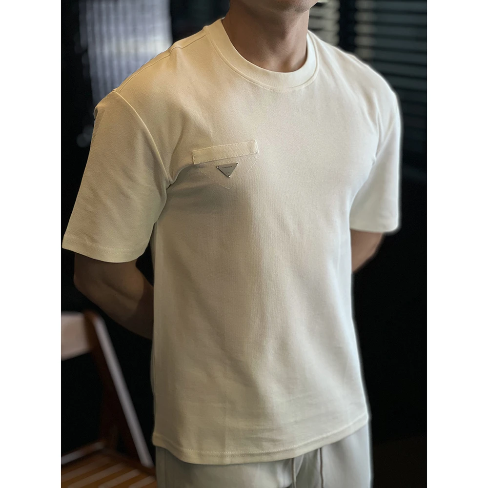 简素Design三角银标cleanfit简约圆领短袖T恤男透气薄款内搭春夏