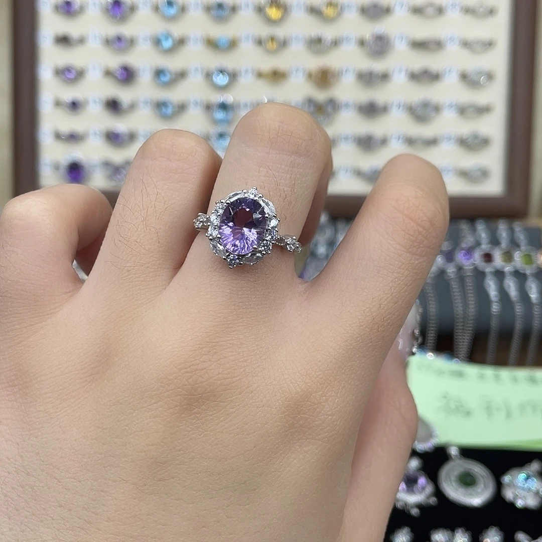 紫晶戒指银S925镶嵌