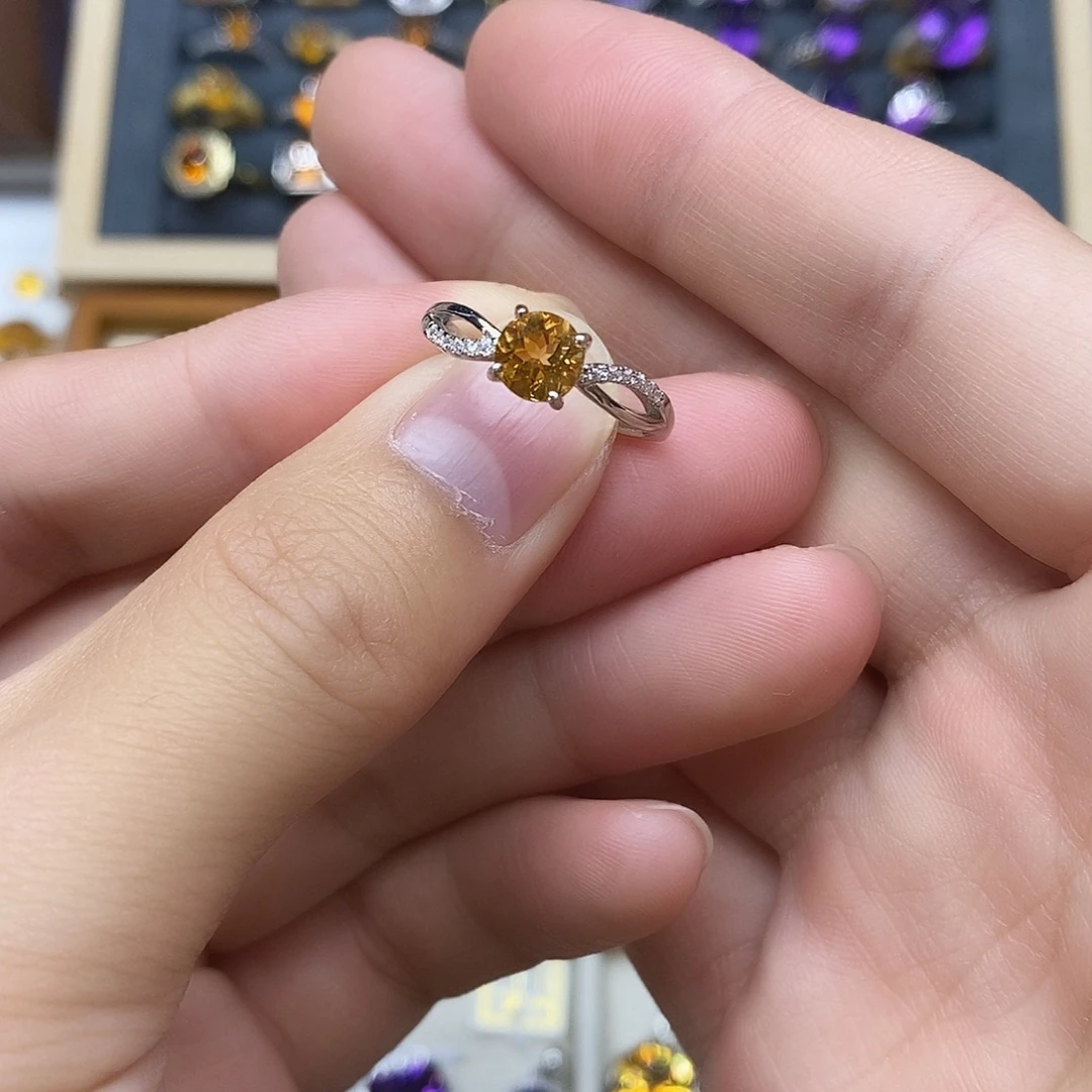 黄晶珠宝半成品银S925镶嵌