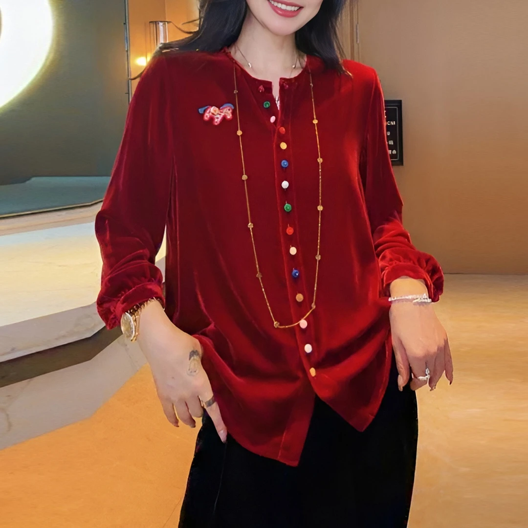 2025秋冬新款高级感复古新中式国风衬衫长袖百搭时尚优雅内搭上衣