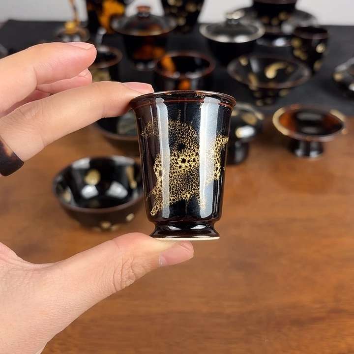 瓷洒彩鹧鸪斑闻香一口杯