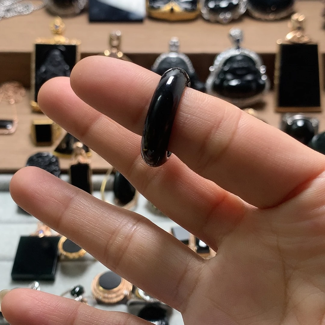 未镶嵌挂件翡翠墨翠指环
