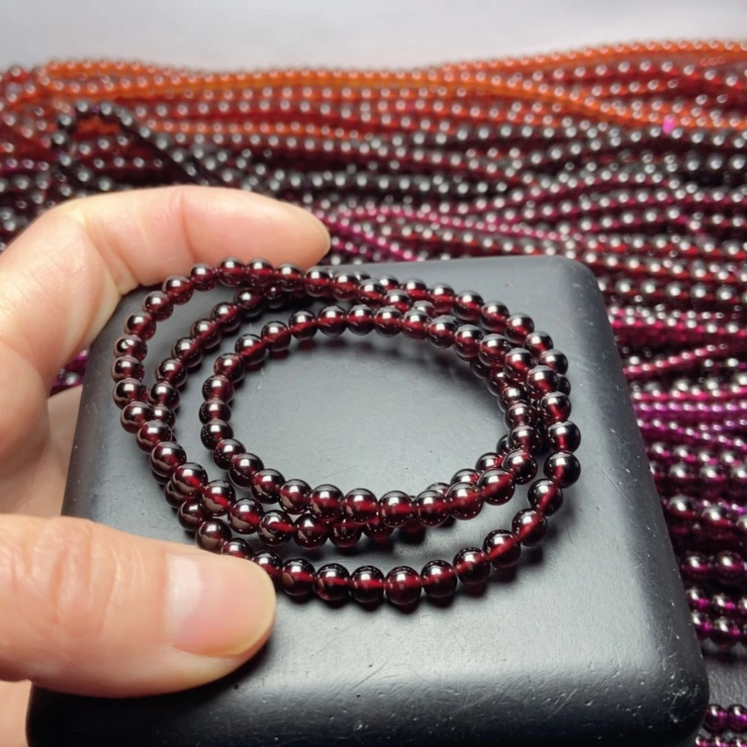 未镶嵌手链石榴石5酒红色