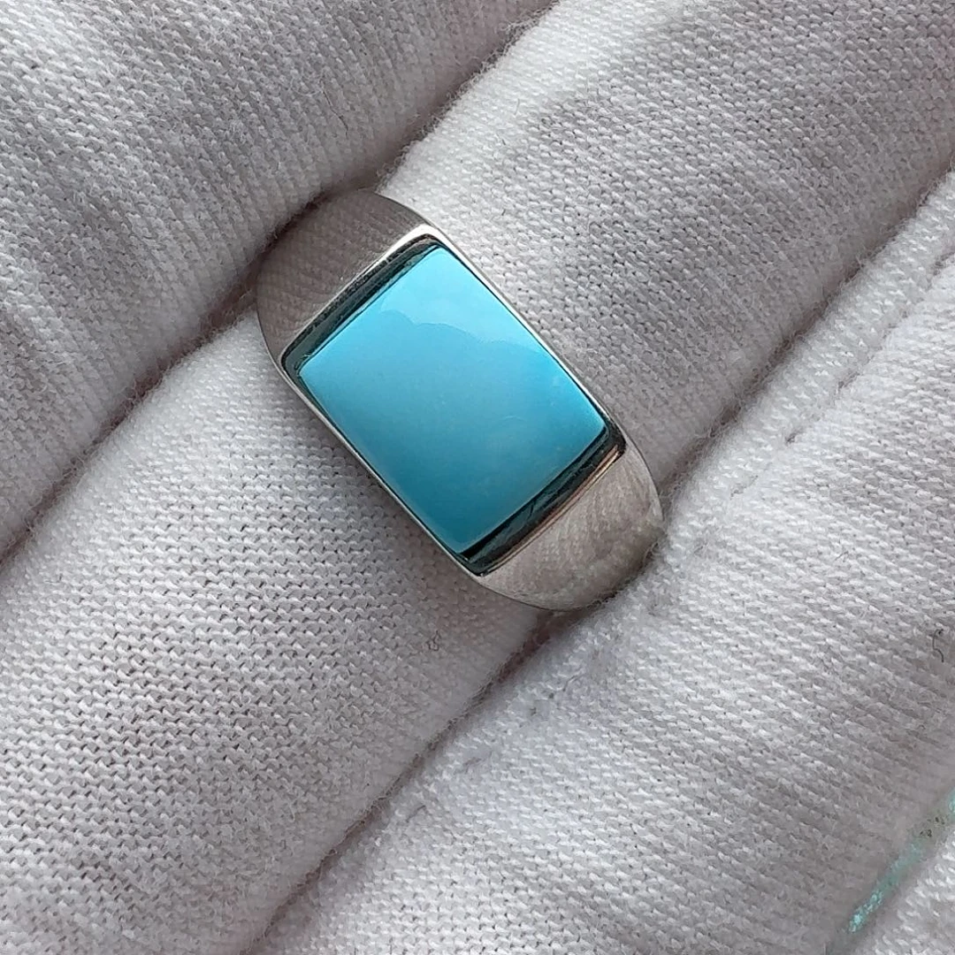 绿松石银S925镶嵌戒指