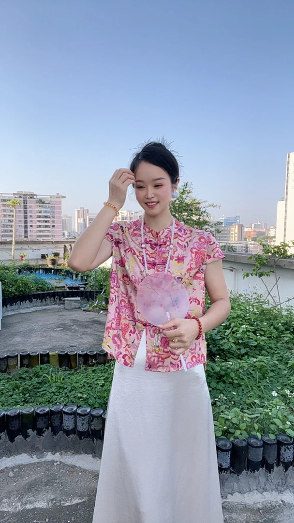 【如鱼得水】马甲百搭夏季提花圆领常规款马夹短袖印花气质时尚上衣