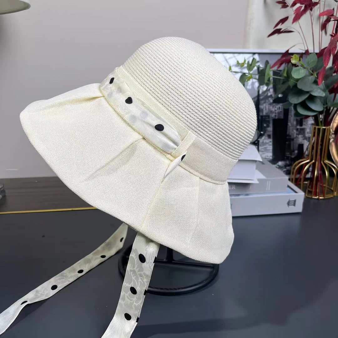 【碧月】外贸品牌专供非遗和纸拼接纸辫飘带设计百搭渔夫帽