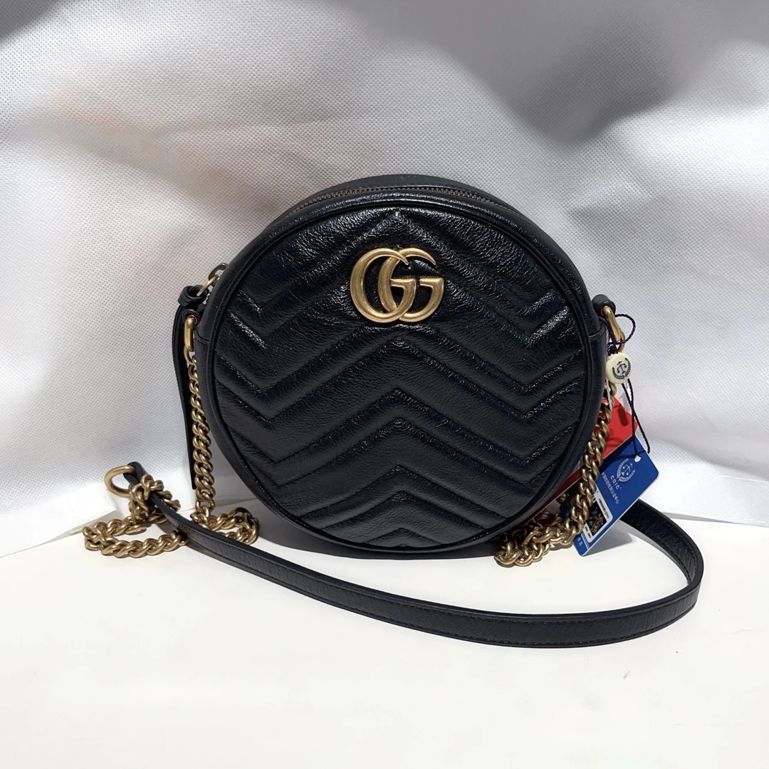 95新 GUCCI/古驰  黑色圆饼包  1404 3609