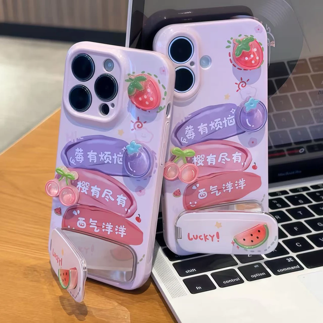 莓有烦恼贴件支架适用苹果16promax华为P70vivo小米15oppo手机壳