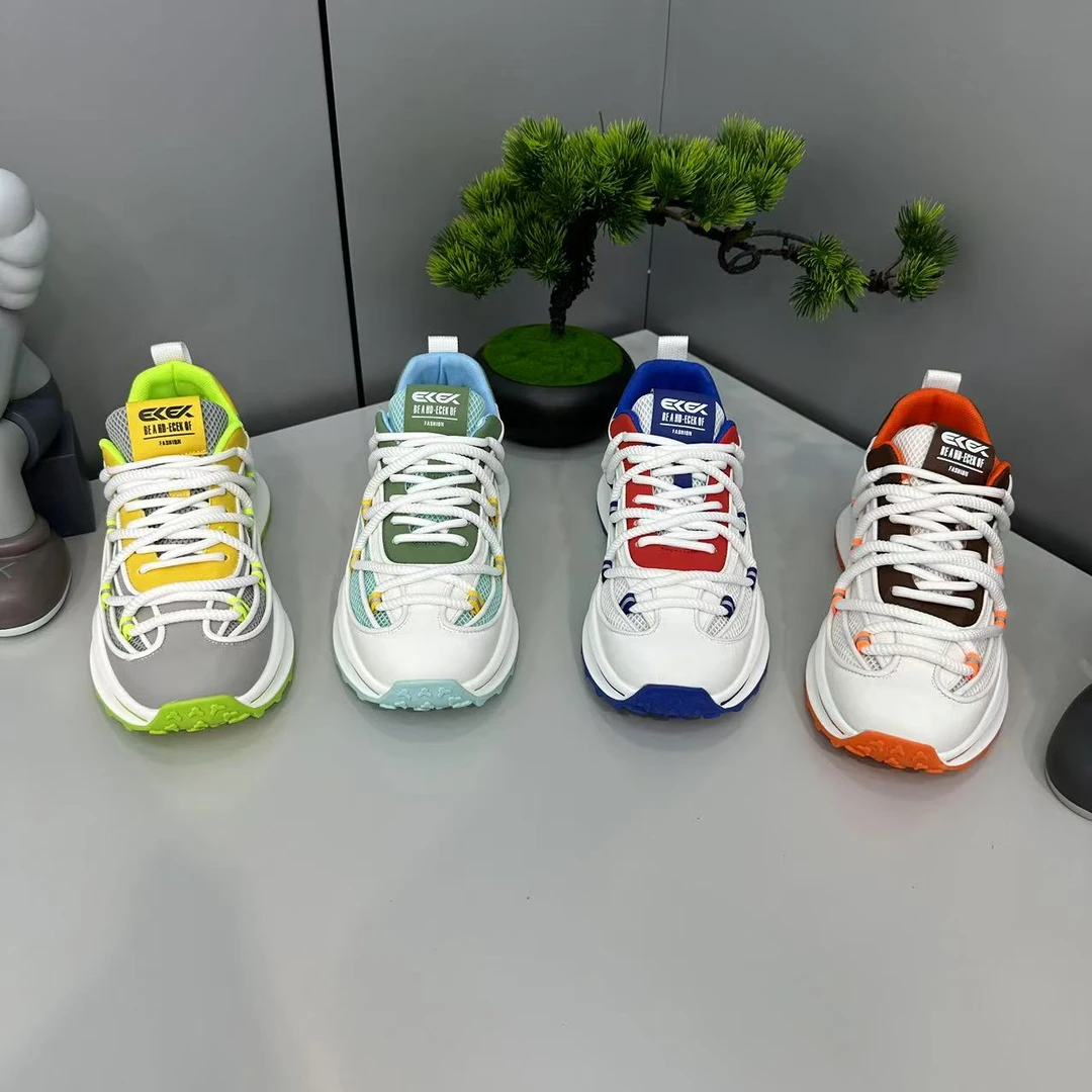 88-123【标准码】早春新款皮网拼接休闲舒适轻便个性男款潮鞋