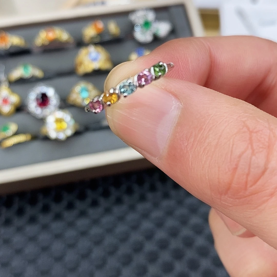 戒指碧玺银S925镶嵌